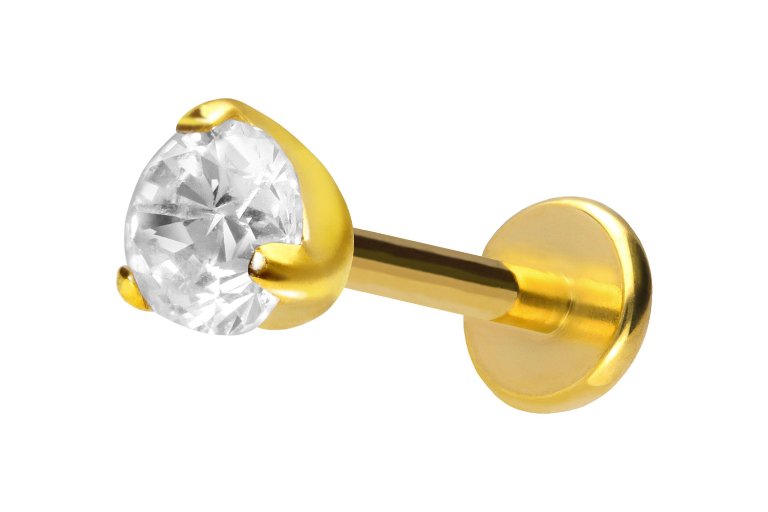 Titan Labret Piercing mit Push Fit EINGEFASSTER KRISTALL